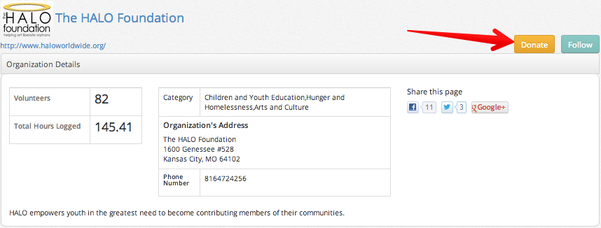 Donate button example Donate button example